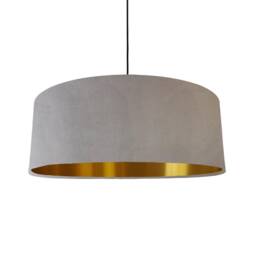 Extra Large Light Grey Velvet Lampshade With Gold Lining Plain Ceiling Lightshade