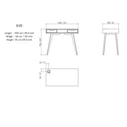 Small Wooden Writing Desk With Drawers, Work Office Solid Oak Desk - thumbnail 2