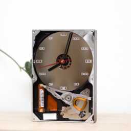 Desk Clock Made With Recycled Computer Hard Drive, Hdd Clock, Gift For Dad, Unique Geek, Graduation - thumbnail 1