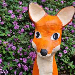 Paper-Mache Fox Head Totem, Big Franklin. Large Paper Sculpture, Original Home Decor - thumbnail 3