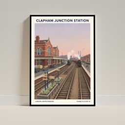 Clapham Junction Station Train London Art Print Poster - British Railway English UK Wall Decor Lover Gift - thumbnail 1