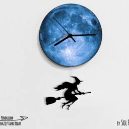 Halloween Witch Swinging On The Moon - Wall Clock With Pendulum Clock Unique Decor Gift Idea - thumbnail 2