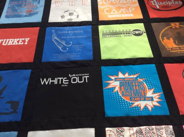 T Shirt Quilt, Memory Deposit, Stadium Blanket, Graduation Gift, College Tee Bedding - image 1