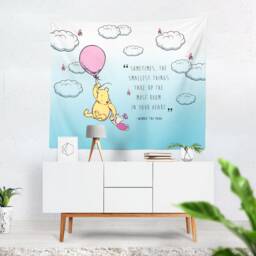 Winnie The Pooh Tapestry, Baby Shower Nursery Decor, Cotton-Poly Wall Hanging - thumbnail 3