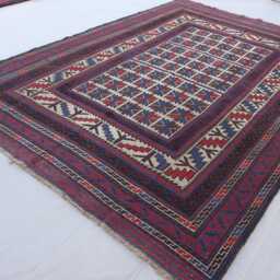 6x9 Afghan Vintage Flatweave Rug, Soumak Geometric Kilim Handmade Wool Oriental Boho Living Room Turkmen Tribal Rug - thumbnail 2