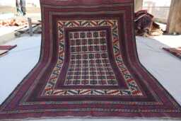 6x9 Afghan Vintage Flatweave Rug, Soumak Geometric Kilim Handmade Wool Oriental Boho Living Room Turkmen Tribal Rug - thumbnail 1