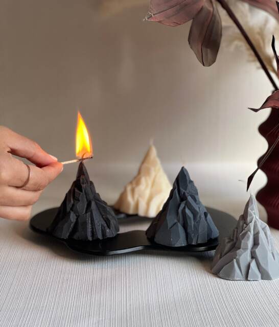 Volcano Pillar Candle Mountain Everest Design, Soy Wax - image 1