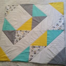 Baby Blanket, Gender Neutral, Handmade Modern Baby Quilt, Nursery, Shower Gift, Yellow Gray White, Owls, Chevron, Minky - thumbnail 3