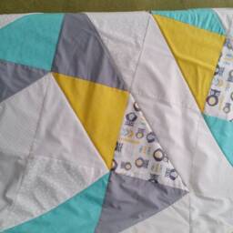 Baby Blanket, Gender Neutral, Handmade Modern Baby Quilt, Nursery, Shower Gift, Yellow Gray White, Owls, Chevron, Minky - thumbnail 2
