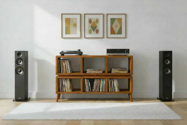 Mid Century Modern Solid Wood Media Console - Vinyl Record Storage Cabinet, Turntable Stand - image 1
