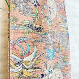 Kantha Stitch Pure Cotton Reversible Bed/Sofa Throw King Size Handmade Floral Dohar Quirky Pastel Neutral Tropical Exotic Forest Tribe - thumbnail 4