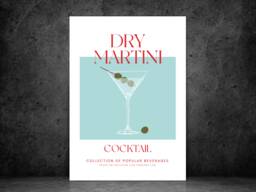 Dry Martini Cocktail Art Print Poster - Party Signature Drink Sign Trendy Wall Decor Minimalist Elegant Retro Gift A5 A4 A3 - thumbnail 1