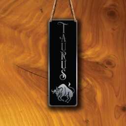 Taurus Zodiac Sign Wall Art Brushed Silver Hanging Plaque - thumbnail 3