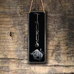 Taurus Zodiac Sign Wall Art Brushed Silver Hanging Plaque - thumbnail 2