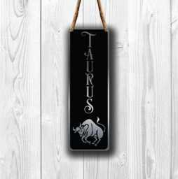Taurus Zodiac Sign Wall Art Brushed Silver Hanging Plaque - thumbnail 1