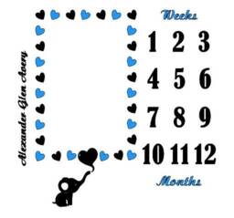 Elephant Milestone Blanket Svg - thumbnail 1