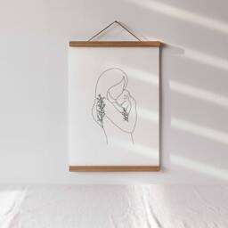 Mother & Baby Line Art Print Minimalist Newborn Gift - thumbnail 2