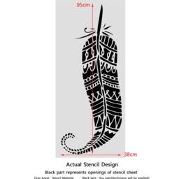 Feathers Ethnic Large Stencil For Wall Decor Diy Projects Tribal - thumbnail 3