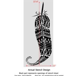 Feathers Ethnic Large Stencil For Wall Decor Diy Projects Tribal - thumbnail 2