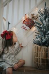 Personalised Christmas Stocking, Red Baubles Liberty Fabric, Traditional Family Heirloom, Luxury Stockings