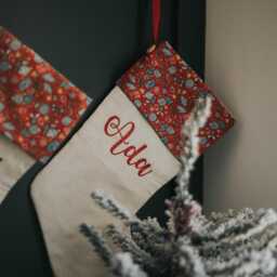 Personalised Christmas Stocking, Red Baubles Liberty Fabric, Traditional Family Heirloom, Luxury Stockings - thumbnail 4