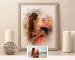 Unique Handmade Watercolour Custom Portrait - Personalised Family Art Exquisite Anniversary Gift - thumbnail 1