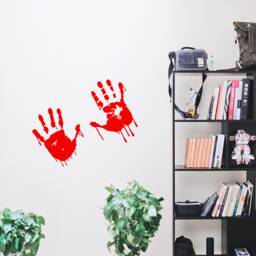 Bloody Hands Scary Red Vinyl Sticker - Zombie Blood Car Wall Laptop Window Halloween Decal Print Vampire Bumper Horror Slimy Bleeding Sign - thumbnail 1