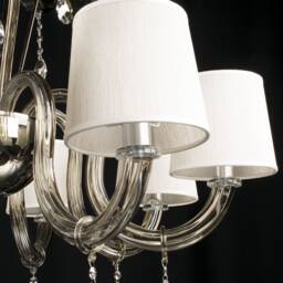 Murano Chandelier With 12 Lights & Swarovski Crystals, Glass Silk Lampshades, Venetian Light - thumbnail 3