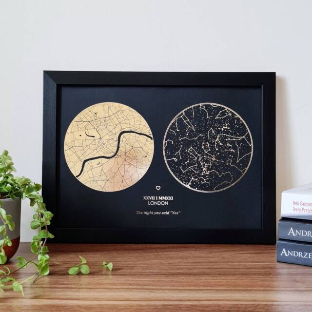 A4 Star Map & Location Print, Custom Multi Foil Personalised Print in Copper, Gold, Silver Or Rose Gold - image 1