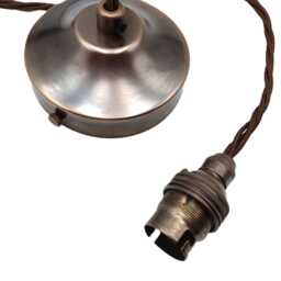 Antique Brass Metal Ceiling Rose Light Pendant Set With B22 Or E27 Lamp Holder - Choice Of Cable Length - thumbnail 2