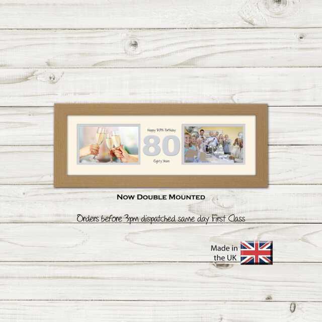 "80Th Photo Frame Word Birthday Special Gift Two Box 6""x4" - image 1
