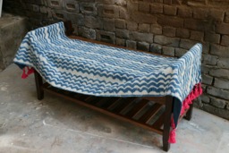 Handwoven Indigo Cotton Runner Rug, Traditional Indian - 2x6 Ft