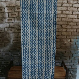 Handwoven Indigo Cotton Runner Rug, Traditional Indian - 2x6 Ft - thumbnail 2