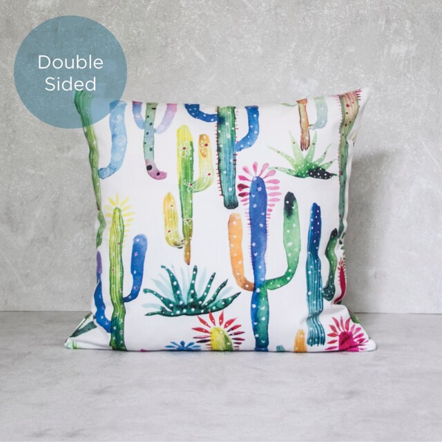 Cactus Pillow Cover Colorful Cotton Throw Pillow, Double Sided - image 1