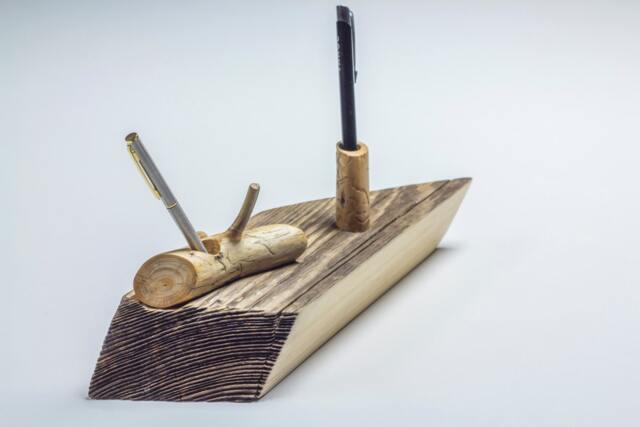 Handcrafted Driftwood Pen Holder Wooden Desk Organizer - image 1