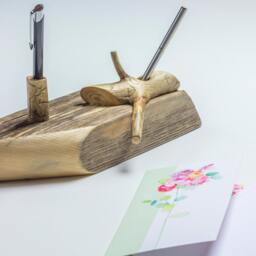 Handcrafted Driftwood Pen Holder Wooden Desk Organizer - thumbnail 3