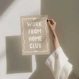 Work From Home Club Art Print, Office Poster, Beige Wall Decor - thumbnail 3