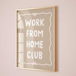 Work From Home Club Art Print, Office Poster, Beige Wall Decor - thumbnail 2