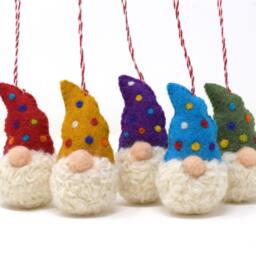 Rainbow Felt Gonk Christmas Ornament Handmade Scandinavian Bauble - thumbnail 4