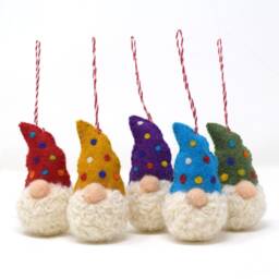 Rainbow Felt Gonk Christmas Ornament Handmade Scandinavian Bauble - thumbnail 2