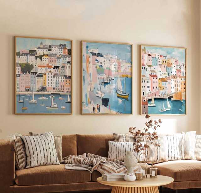 Set Of 3 Brixham Posters, Devon Wall Art, UK Travel Prints, Harbour Poster Set, Coastal Decor, Fishing Village Gift - image 1