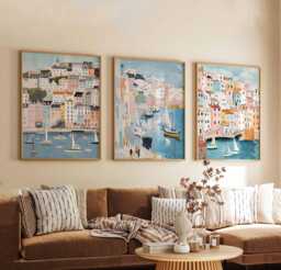 Set Of 3 Brixham Posters, Devon Wall Art, UK Travel Prints, Harbour Poster Set, Coastal Decor, Fishing Village Gift - thumbnail 1