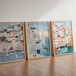 Set Of 3 Brixham Posters, Devon Wall Art, UK Travel Prints, Harbour Poster Set, Coastal Decor, Fishing Village Gift - thumbnail 2