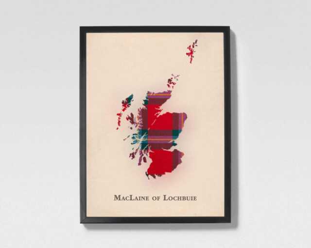 Clan Maclaine Of Lochbuie Scottish Tartan Map - Scotland Family Wall Decor, Ready To Hang - image 1