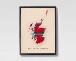 Clan Maclaine Of Lochbuie Scottish Tartan Map - Scotland Family Wall Decor, Ready To Hang - thumbnail 1