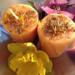 Lift Me Up Ritual Candles - Two - 2 Orange Happiness Votives Soy Blend - thumbnail 2