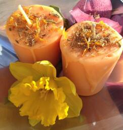Lift Me Up Ritual Candles - Two - 2 Orange Happiness Votives Soy Blend - thumbnail 1