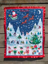 Advent Calendar Frosty Christmas, Personalized Christmas Decoration, Wall Hanging, Fabric