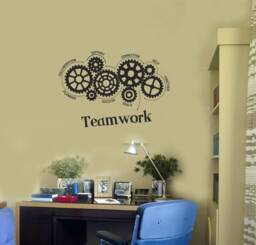 Teamwork Gears Vinyl Wall Decal Office Space Decor Interior Stickers Mural - #2871Di - thumbnail 1