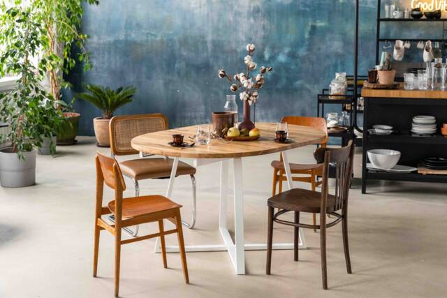 Extendable Oak Black/White Oval Table Oval Extendable Oak Round Dining Wooden Kitchen Steel Frame M??ne Oval - image 1